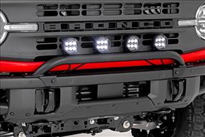 Light Bar Mount 3.5 Inch Round LED (Quad) Black Amber DRL OE Modular Steel Ford Bronco (21-24) Rough Country