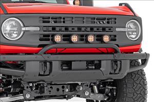 Light Bar Mount 3.5 Inch Round LED (Quad) Black Amber DRL OE Modular Steel Ford Bronco (21-24) Rough Country