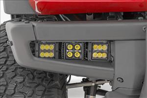 LED Light Kit Fog Mount Triple 2 Inch Black Pair Spot/Flood Ford Bronco (21-25) Rough Country