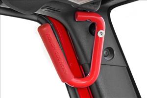 Jeep Solid Steel Grab Handle Set 07-18 Wrangler JK Red Rough Country