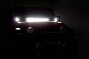 LED Light Kit Hinge Mount 2 Inch Black Pair White DRL Jeep Gladiator JT/Wrangler JL (18-26) Rough Country