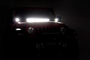 LED Light Kit Hinge Mount 2 Inch Black Pair Amber DRL Jeep Gladiator JT/Wrangler JL (18-26) Rough Country