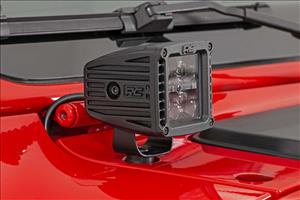 Jeep 2 Inch LED Cube Easy-Mount Kit 18-20 Wrangler JL/20 Gladiator-Black Series w/Amber DRL Rough Country