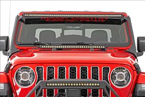 LED Light Kit Windshield 50 Inch Black Dual Row Amber DRL Jeep Gladiator JT/Wrangler JL (18-26) Rough Country