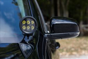 LED Light Kit Ditch Mount 2 Inch Black Pair White DRL Jeep KL 14-21 Rough Country