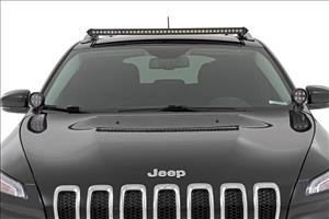 LED Light Kit Roof Mount 40 Inch Black Single Row Jeep Cherokee KL (14-23) Rough Country