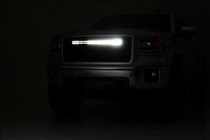 Mesh Grille 30 Inch Dual Row LED Black White DRL GMC Sierra 1500 (14-15) Rough Country