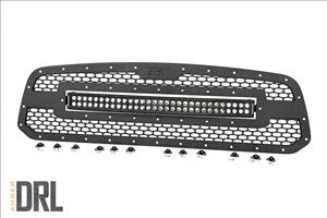 Dodge Mesh Grille 30 Inch Dual Row Black Series LED w/Amber DRL 13-18 RAM 1500 Rough Country