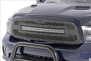 Dodge Mesh Grille 30 Inch Dual Row Black Series LED w/Cool White DRL 13-18 RAM 1500 Rough Country