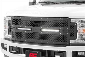 Ford Mesh Grille w/Dual 12 Inch Black-Series LEDs 17-19 Super Duty Rough Country