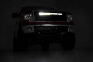 Mesh Grille 30 Inch Dual Row LED Chrome White DRL 09-14 Ford F-150 Rough Country