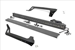 LED Light Windshield Mnt 50 Inch Black Dual Row White DRL Jeep Wrangler JK (07-18) Rough Country
