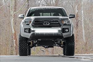 LED Light Kit Lower Grille Mount 30 Inch Black Single Row White DRL Toyota Tacoma (16-23) Rough Country