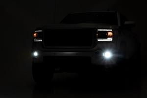 LED Light Kit Fog Mount 2 Inch Black Pair GMC Sierra 1500 2WD/4WD (14-15) Rough Country