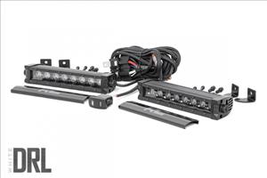 8 Inch CREE LED Light Bar Single Row Pair Black Series w/Cool White DRL Rough Country