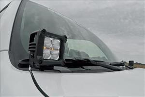 Toyota 4Runner 2 Inch LED Lower Windshield Ditch Kit Black Series w/Spot Beam For 10-Pres 4Runner Rough Country