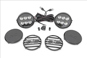 Black Series Halo LED Light Pair White/Amber DRL 6.5 Inch Round Rough Country