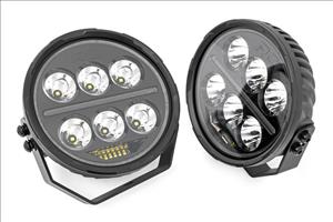 Black Series Halo LED Light Pair White/Amber DRL 6.5 Inch Round Rough Country
