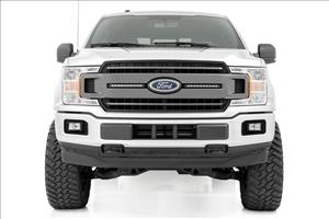 LED Light Kit Grille Mount 10 Inch Black Slimline Pair Ford F-150 (18-20) Rough Country