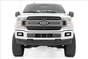 LED Light Kit Grille Mount 10 Inch Chrome Slimline Pair Ford F-150 (18-20) Rough Country