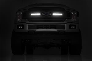LED Light Kit Grille Mount 10 Inch Chrome Slimline Pair Ford F-150 (18-20) Rough Country