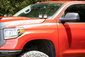 LED Light Kit Ditch Mount Dual 2 Inch Black Pairs Spot Toyota Tundra (14-21) Rough Country