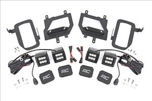 LED Light Kit Fog Mount Dual 2 Inch Black Pairs Spot/Flood Ford F-150 (15-17) Rough Country