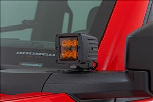 2 Inch LED Light Pods Spot Beam Amber Lens Square Rough Country