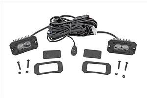 3x1.75 Inch Black Series LED Slim Aux SAE Fog Flush Mount Pair Rough Country