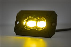 3x1.75 Inch Black Series Yellow LED Slim Aux SAE Fog Flush Mount Pair Rough Country