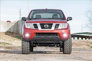 LED Light Kit Fog Mount 2 Inch Black Pair Spot Nissan Frontier (05-20) Rough Country