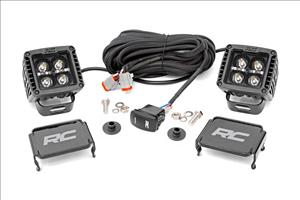 LED Light Ditch Mount 2 Inch Black Series Pair White DRL 21-22 Ford Bronco Rough Country