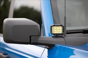 LED Light Kit Ditch Mount 2 Inch Black Pair White DRL Ford Bronco (21-25) Rough Country