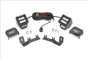 LED Ditch Light Kit 2in Black Pair Flood Silverado/Sierra 1500 (14-18 & Classic) Rough Country