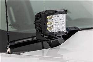 LED Ditch Light Kit 2in Black Pair Flood Silverado/Sierra 1500 (14-18 & Classic) Rough Country