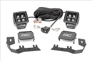 LED Ditch Light Kit 2in Black Pair White DRL Silverado/Sierra 1500 (14-18 & Classic) Rough Country