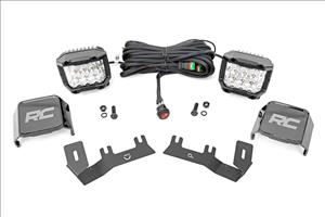LED Ditch Light Kit 3in OSRAM Pair Wide Silverado/Sierra 1500 (14-18 & Classic) Rough Country