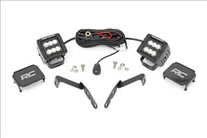LED Light Kit Ditch Mount 2 Inch Black Pair Flood Chevy 1500 & Silverado/Sierra 2500HD/3500HD (07-14) Rough Country