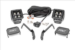 LED Light Ditch Mount 2 Inch Black Pair Amber DRL Chevy 1500 (2007-2013) Rough Country