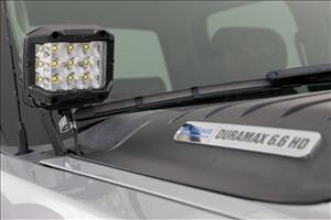 LED Light Ditch Mount 2 Inch Black Pair Amber DRL Chevy 1500 (2007-2013) Rough Country