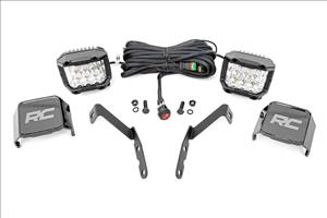 LED Light Kit Ditch Mount 3 Inch OSRAM Wide Chevy 1500 & Silverado/Sierra 2500HD/3500HD (07-14) Rough Country