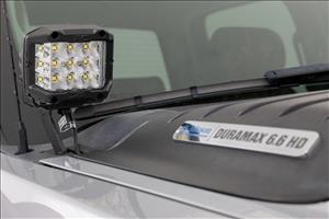 LED Light Kit Ditch Mount 3 Inch OSRAM Wide Chevy 1500 & Silverado/Sierra 2500HD/3500HD (07-14) Rough Country