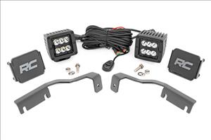 LED Light Kit Ditch Mount 2 Inch Black Pair Spot Nissan Frontier (22-26) Rough Country