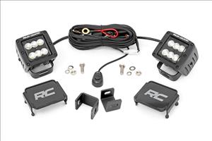 LED Light Kit Ditch Mount 2 Inch Black Pair Flood Toyota Tundra (22-26) Rough Country