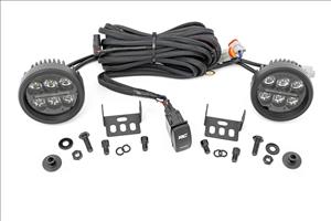 LED Light Kit Ditch Mount 3.5 Inch Black Round Pair Amber DRL Ford Bronco (21-25) Rough Country