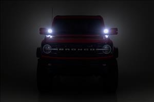 LED Light Kit Ditch Mount 3.5 Inch Black Round Pair Amber DRL Ford Bronco (21-25) Rough Country