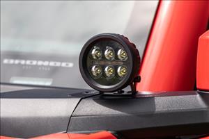 LED Light Kit Ditch Mount 3.5 Inch Black Round Pair Amber DRL Ford Bronco (21-25) Rough Country