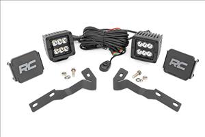 LED Light Kit Ditch Mount 2 Inch Black Pair Spot Toyota Tacoma (16-23) Rough Country