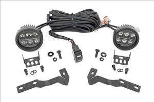 LED Light Kit Ditch Mount Black Series Round 3.5 Inch Amber DRL Toyota Tacoma (16-23) Rough Country