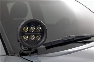 LED Light Kit Ditch Mount Black Series Round 3.5 Inch Amber DRL Toyota Tacoma (16-23) Rough Country